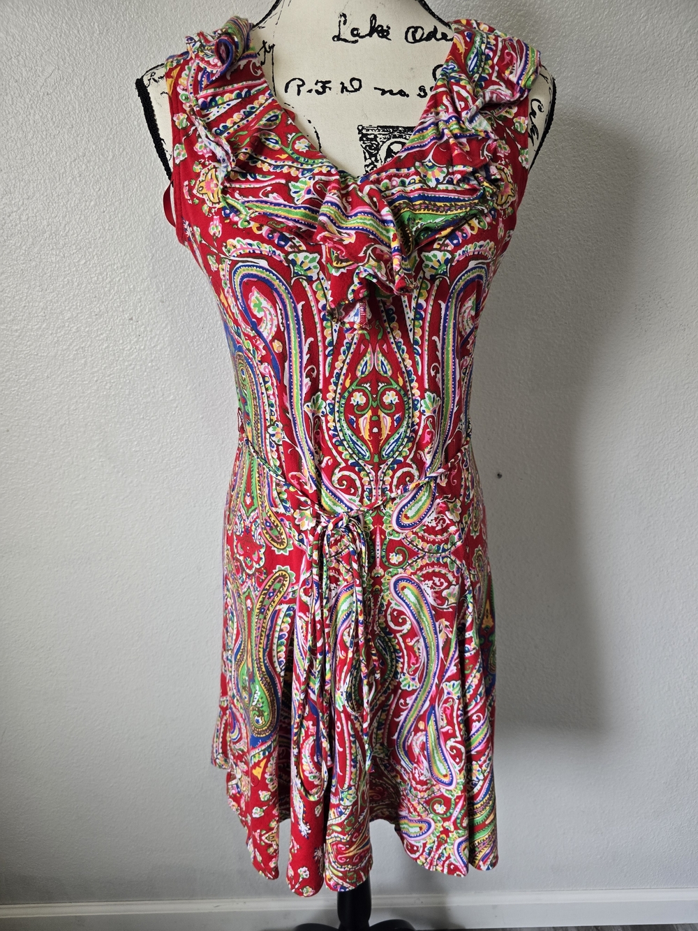 Lauren Ralph Lauren dress Size S Paisley Ruffled Collar Belted
